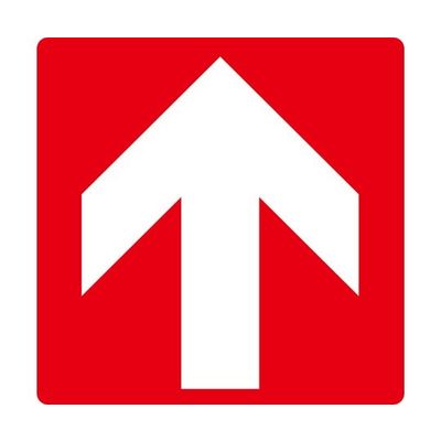 日本緑十字社 階段蹴込み板用標示ステッカー 矢印 STPSー7 赤 100mmΦ 4枚組 エンビ 404107 1組(4枚)（直送品）