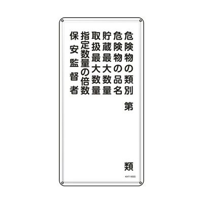 日本緑十字社 消防・危険物標識 危険物の類別・保安監督者 KHTー16SS 600×300mm ステンレス 053416 1枚（直送品）