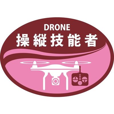 日本緑十字社 ヘルメット用ステッカー DRONE操作技能者 HLDー2 ピンク 35×50mm 2枚組 233902 1組(2枚)（直送品）