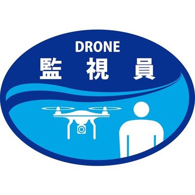 日本緑十字社 ヘルメット用ステッカー DRONE監視員 HLDー3 ブルー 35×50mm 2枚組 233903 1組(2枚)（直送品）