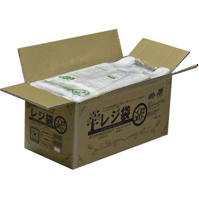 箱売:バイオマスレジ袋乳白 E12W30 1箱（100枚×25冊） 0.013×180（300）×410 64-9607-82（直送品）