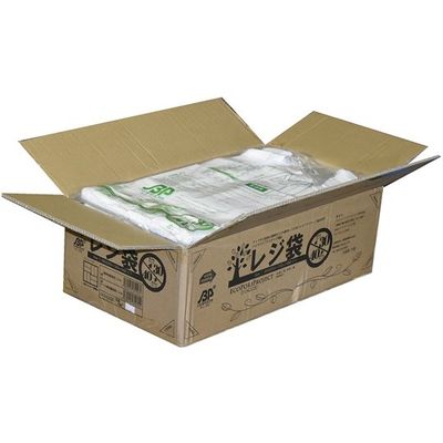 箱売:バイオマスレジ袋乳白 E30W40 1箱(100枚×20冊) 0.015×260(390)×480 01043030（直送品）