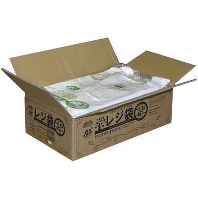 箱売:バイオマスレジ袋乳白 E45W45 1箱(100枚×20冊) 0.016×300(440)×530 01043045（直送品）