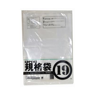 紺屋商事 PE規格ポリ袋 03透明 19号 03×400×550(100枚/冊) 00722019 1パック(100枚)（直送品）