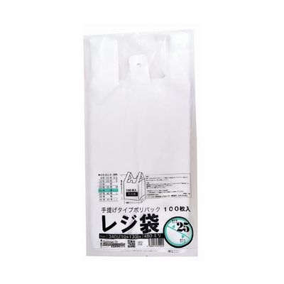 紺屋商事 レジ袋乳白 東25号 210(340)×480(100枚/冊) 00722125 1パック(100枚) 64-9609-87（直送品）
