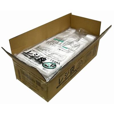 紺屋商事 ケース売:レジ袋半透明 東12西30号 180(300)×410(100枚×20冊) 00723212 1箱(2000枚)（直送品）