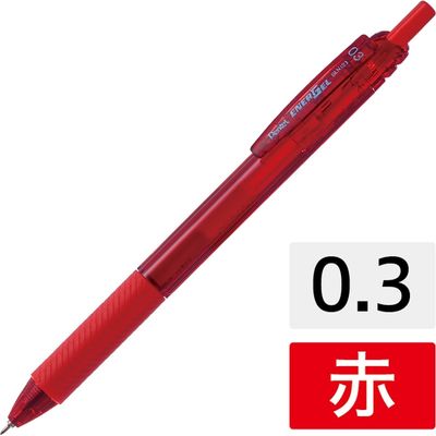 ぺんてる エナージェルエス BLN123-B 赤10本 0.3 1セット(5箱)（直送品）