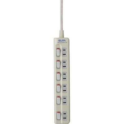 朝日電器 ランプレスタップ6個口WLS-610EB(W)　1ｍ　10本（直送品）