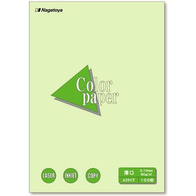 長門屋商店 カラーペーパー厚口A3 若草100枚 ナ-1306 1セット(3冊)（直送品）