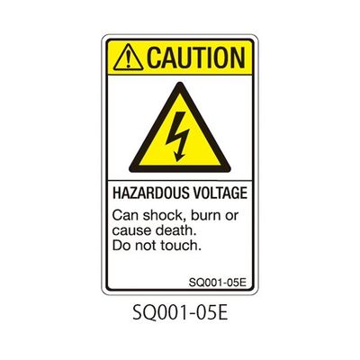 セフティデンキ SQシリーズ 注意ラベル 縦型 英文 電圧注意 SQ001-05E 1式(25枚) 63-5607-65（直送品）