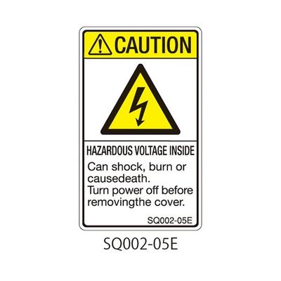 セフティデンキ SQシリーズ 注意ラベル 縦型 英文 電圧注意 SQ002-05E 1式(25枚) 63-5607-66（直送品）