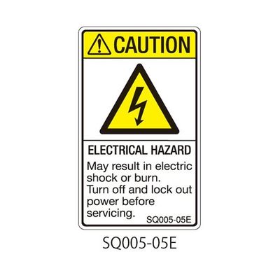 セフティデンキ SQシリーズ 注意ラベル 縦型 英文 感電注意 SQ005-05E 1式(25枚) 63-5607-69（直送品）