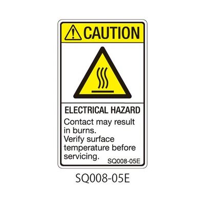 セフティデンキ SQシリーズ 注意ラベル 縦型 英文 高温注意 SQ008-05E 1式(25枚) 63-5607-72（直送品）