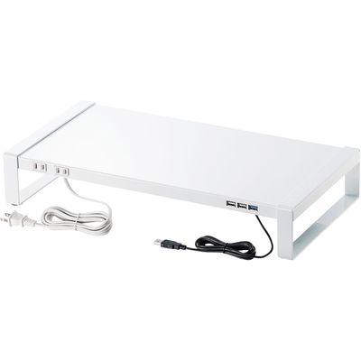 サンワサプライ 電源タップ+USBハブ付き机上ラック(W500) MR-LC204WN 1台（直送品）