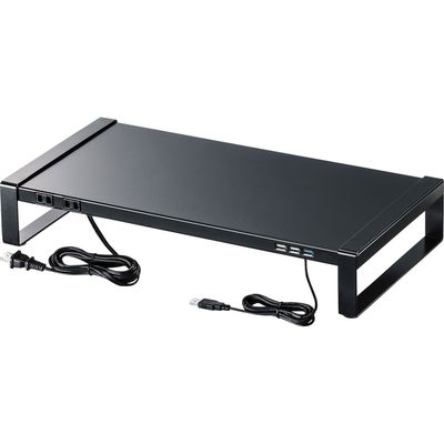 サンワサプライ 電源タップ+USBハブ付き机上ラック(W500) MR-LC204BKN 1台（直送品）