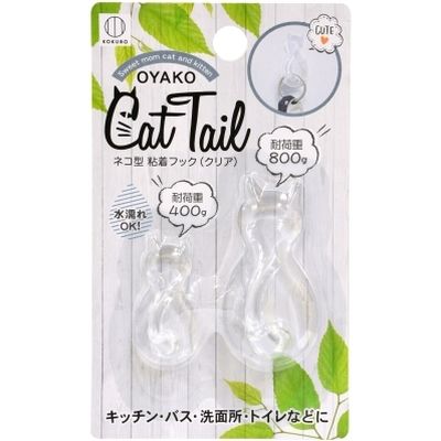 キャットテール ネコ型 粘着フック 大・小（クリア） 4956810863372 2個入×24点セット 小久保工業所（直送品）