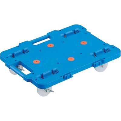 トラスコ中山 TRUSCO 樹脂製平台車 連結式ルートバン 615X415 ナイロン車輪 ストッパー付 青 MPB-600NS-B 1台（直送品）