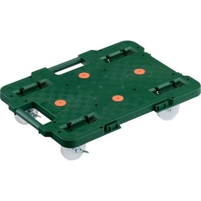 トラスコ中山 TRUSCO 樹脂製平台車 連結式ルートバン 615X415 ナイロン車輪 ストッパー付 緑 MPB-600NS-GN 1台（直送品）