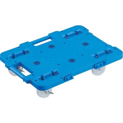 TRUSCO 樹脂製平台車 連結式ルートバン 515X385 ナイロン車輪 4輪自在 ストッパー付 青 MPB-500NJS-B 1台（直送品）