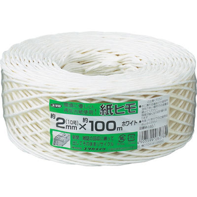 ユタカメイク 荷造り紐 紙ヒモ ♯10(約2mm)×100 ホワイト M-155-1 1セット(5巻) 342-0779（直送品）