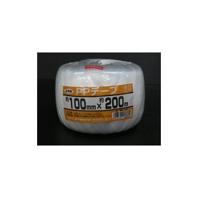 ユタカメイク PPテープ 玉巻 約100mm巾×200m ホワイト M-195 1セット