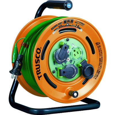 トラスコ中山 TRUSCO 屋外型コードリール30m 防雨型 ブレーカー 漏電防止付き TBE-30KC 1台 767-4601（直送品）