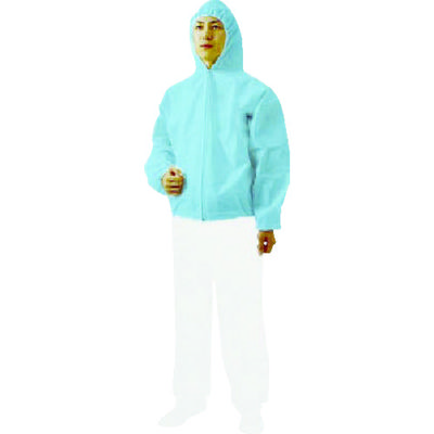 トラスコ中山 TRUSCO 不織布使い捨て保護服フード付ジャンバー Sサイズ ブルー TPC-F-S-B 1着 763-8132（直送品）