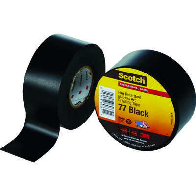 スリーエム ジャパン 3M ビニールテープ スコッチ 耐炎・耐アークテープ77 38mm×6m 黒 77 1-1/2 1巻 762-6291（直送品）