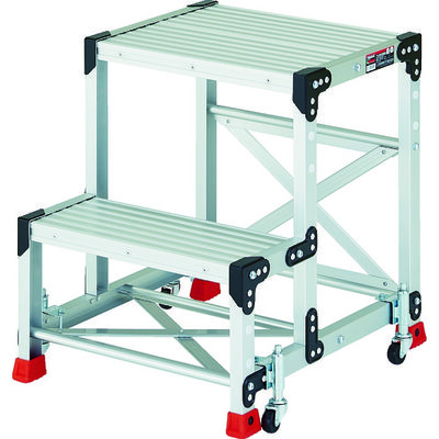 トラスコ中山 TRUSCO 作業用踏台 2段 スプリングキャスター付 天板高さ0.6m TSF-256SC1A 1台 770-8858（直送品）