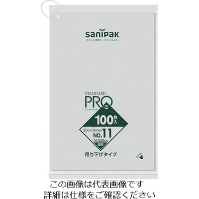 日本サニパック サニパック L11Hスタンダードポリ袋吊り下げタイプ(0.03)11号 L11H-CL 1袋(100枚) 755-5024（直送品）