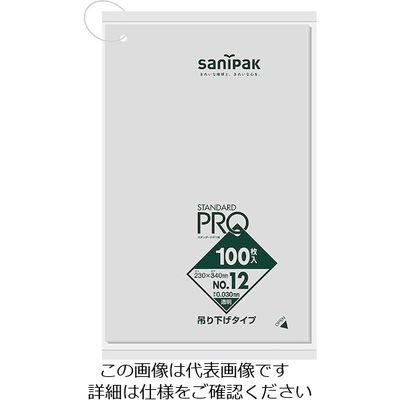 日本サニパック サニパック L12Hスタンダードポリ袋吊り下げタイプ(0.03)12号 L12H-CL 1袋(100枚) 755-5032（直送品）