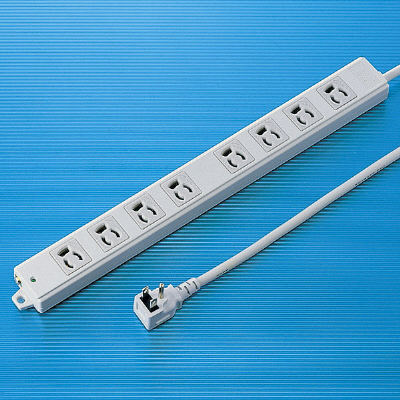 延長コード 電源タップ 3m 3P（ピン） 8個口 マグネット ライトグレー TAP-KE8L-3 サンワサプライ 1個（直送品）