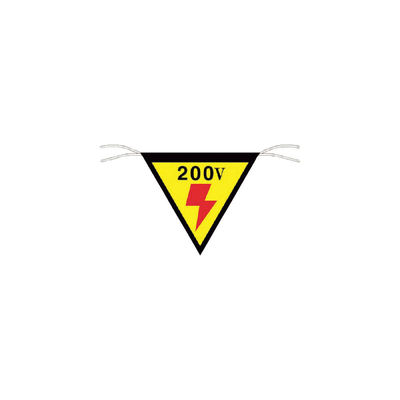 つくし工房 つくし 三角旗標識 「200V」 649 1枚 755-4575（直送品）