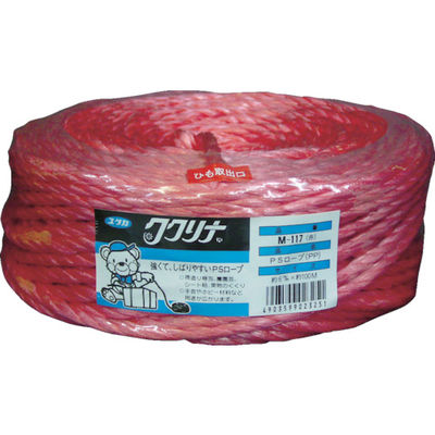 ユタカメイク 荷造り紐 PSロープ 6φ×100M 赤 M-117 R 1巻 754-0841（直送品）