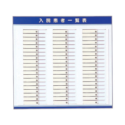 アズワン 入院患者一覧表(名札ヨコ型) 60人用 LS-S60 1個 0-2630-03（直送品）