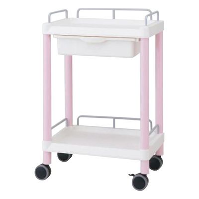 アズワン モバイルイージーカート(ガード枠付き:ピンク) 引出しあり 2段 540×370×820 ME11EH 1個 7-1275-05（直送品）