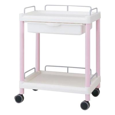 アズワン モバイルイージーカート(ガード枠付き:ピンク) 引出しあり 2段 645×444×810 ME21EH 1個 7-1275-06（直送品）
