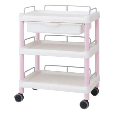 アズワン モバイルイージーカート(ガード枠付き:ピンク) 引出しあり 3段 645×444×835 ME21FH 1個 7-1275-08（直送品）