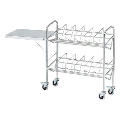 アズワン カルテワゴン(パイプタイプ) 970×318×1010mm 補助板付 60P-S 1台 8-7485-03（直送品）