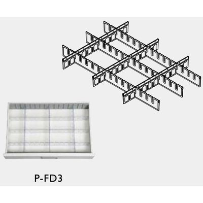 アズワン 救急カート[LUXE]用 仕切板セット上段用 仕切板縦横×各3枚+ストリップ×2個 P-FD3 1式 8-1341-18（直送品）