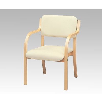 アズワン 木製スタッキングチェア 合皮張り(アーム付き) 完成品 ホワイト 61-433-42-7 1セット(2脚) 8-2630-01（直送品）