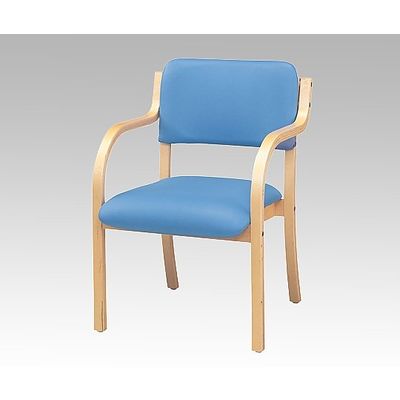 アズワン 木製スタッキングチェア 合皮張り(アーム付き) 完成品 ブルー 61-433-42-8 1セット(2脚) 8-2630-03（直送品）