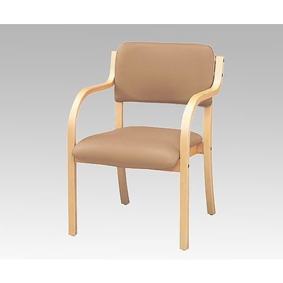 アズワン 木製スタッキングチェア 合皮張り(アーム付き) 完成品 ベージュ 61-433-42-9 1セット(2脚) 8-2630-04（直送品）