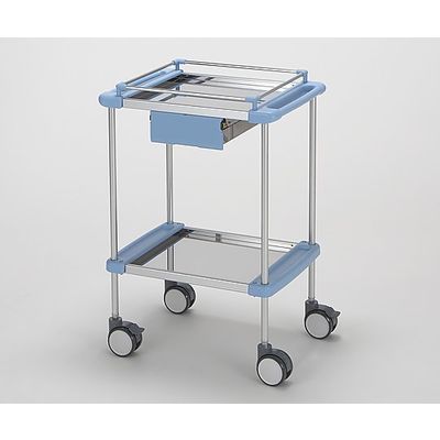 日進医療器 回診車(ナーシングカート) 引出し付き 2段ブルー 640×450×909mm TY415-2H 1台 8-5116-01（直送品）