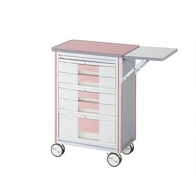 アズワン ヨーロピアンカートII(補助天板付き・回診タイプ) 5段ピンク 630×400×855mm ES-B5P 1台 8-5884-04（直送品）