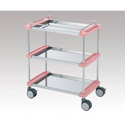 日進医療器 回診車(ナーシングカート) TY416ー3 引出し無し 3段ピンク 1台 8-5696-04（直送品）