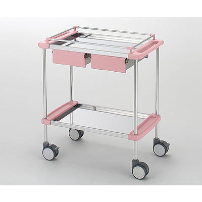 日進医療器 回診車(ナーシングカート) 引出し付き 2段ピンク 790×450×909mm TY416-2H 1台 8-5697-03（直送品）