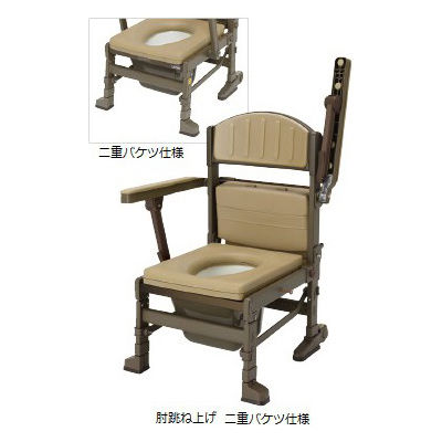ウチヱ ポータブルトイレ たため~る 肘跳ね上げ 二重バケツ仕様 8050 1台 24-4031-00（直送品）