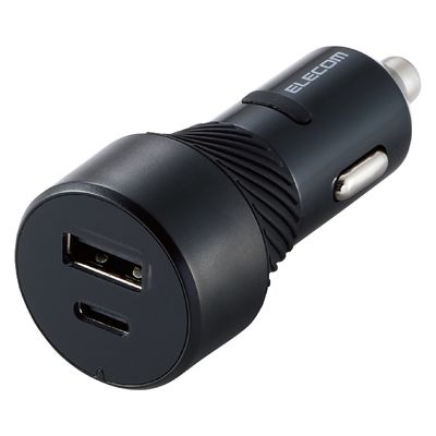 シガーソケット カーチャージャー 27W(5V/5.4A) 2ポート ブラック EC-DC07BK  エレコム 1個（直送品）