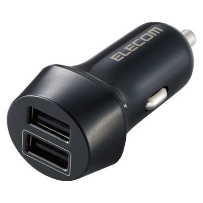 シガーソケット カーチャージャー 合計出力12W 2ポート USB A ×2 ブラック EC-DC08BK エレコム 1個（直送品）